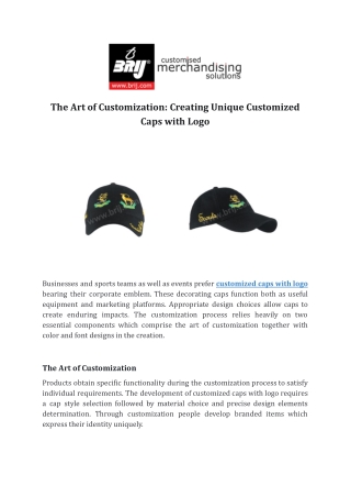 The Art of Customization_ Creating Unique Customized Caps with Logo