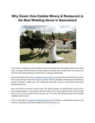 Why Ocean View Estates Winery & Restaurant is the Best Wedding Venue in Queensland