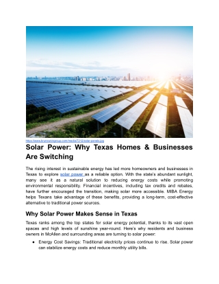 Solar Power_ Why Texas Homes & Businesses Are Switching _ Blog Post Content 1 _ Month 1