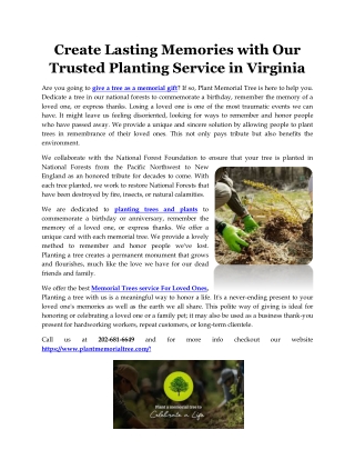 Planting Trees and Plants