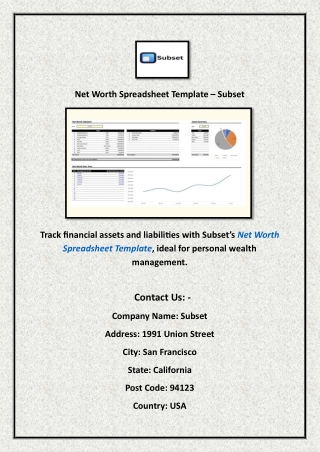 Net Worth Spreadsheet Template – Subset