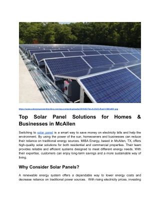 Top Solar Panel Solutions for Homes & Businesses in McAllen _ Blog Post Content 2 _ Month 1