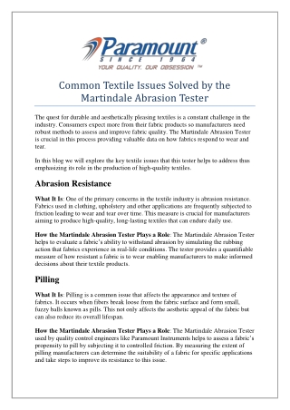 Common Textile Issues Solved by the Martindale Abrasion Tester