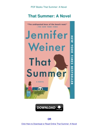 PDF Books That Summer A Novel