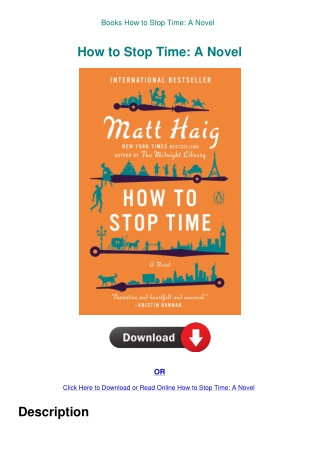 Books How to Stop Time A Novel