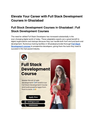 Full Stack Development Courses in Ghaziabad | Full Stack Development Courses