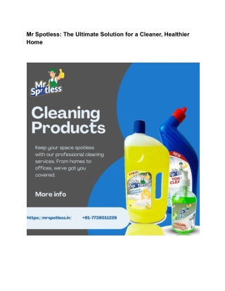Mr Spotless_ The Ultimate Solution for a Cleaner, Healthier Home