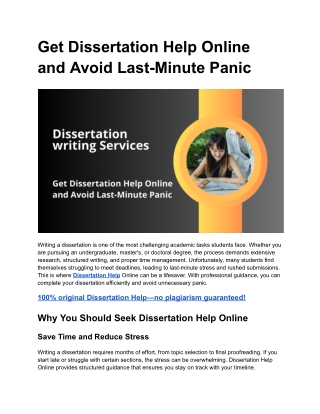 Get Dissertation Help Online and Avoid Last-Minute Panic
