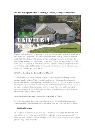 The Best Roofing Contractors In Godfrey, IL Service, Quality And Experience
