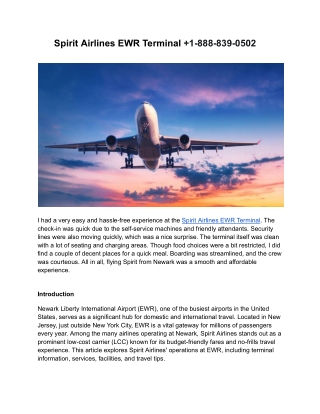 Spirit Airlines EWR Terminal