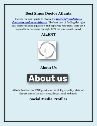 Best Sinus Doctor Atlanta, ai4ent