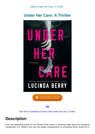 eBook Under Her Care A Thriller