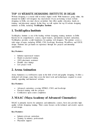 top 10 website designing Institute in Delhi