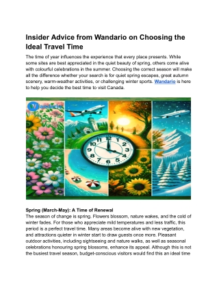 Insider Advice from Wandario: Choosing the Ideal Travel Time