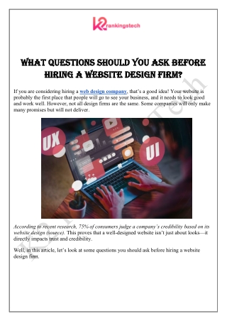 What Questions Should You Ask Before Hiring a Website Design Firm?