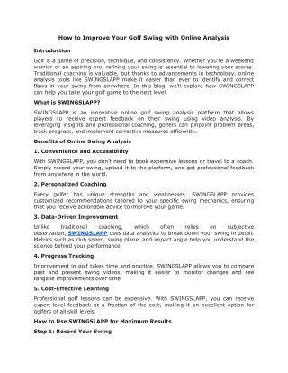 How to Improve Your Golf Swing with Online Analysis