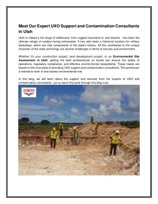 Comprehensive UXO Support in Utah – Trusted Environmental Services
