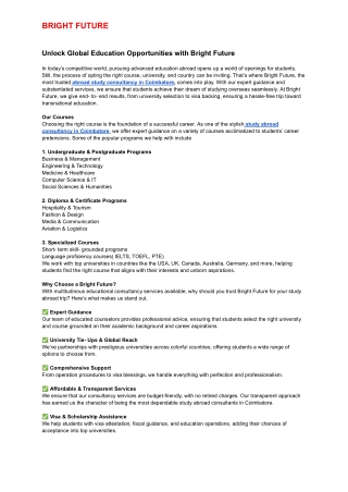 Unlock Global Education Opportunities with Bright Future