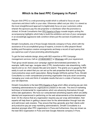 Which is the best PPC Company in Pune