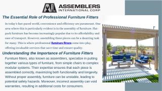 Professional Furniture Fitters for Fast & Reliable Assembly