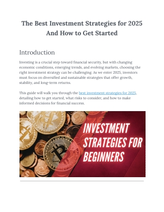 The Best Investment Strategies for 2025