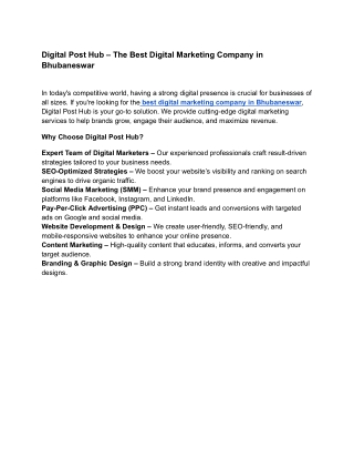 The Best Digital Marketing Company in Bhubaneswar