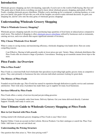 Your Ultimate Guide to Wholesale Grocery Shopping at Pitco Foods