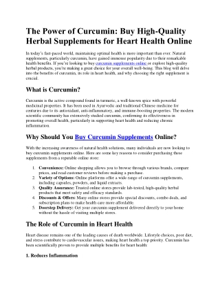 High-Quality Herbal Supplements for Heart Health Online