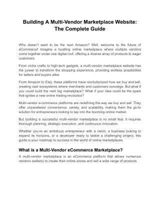 Building A Multi-Vendor Marketplace Website: The Complete Guide