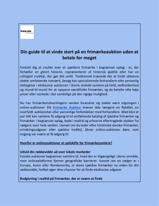 Din guide til at vinde stort på en frimærkeauktion uden at betale for meget