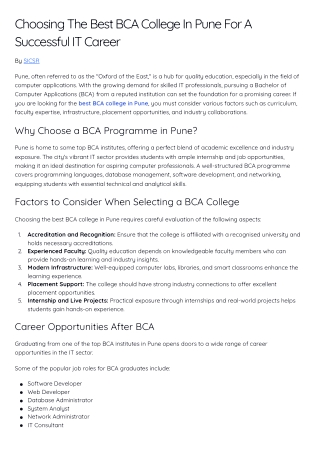 Choosing The Best BCA College In Pune For A Successful IT Career