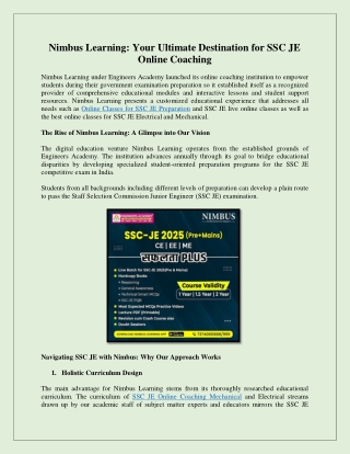 Nimbus Learning Your Ultimate Destination for SSC JE Online Coaching