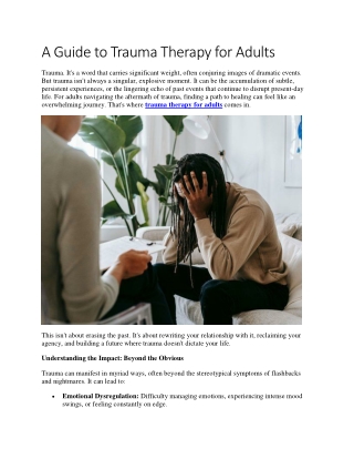 A Guide to Trauma Therapy for Adults
