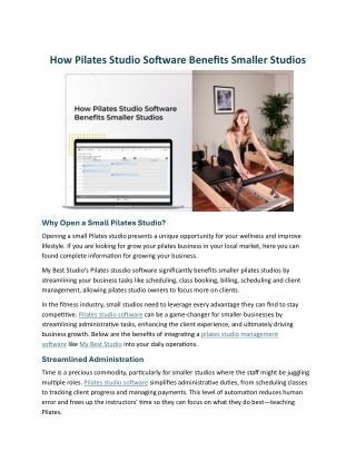 How Pilates Studio Software Benefits Smaller Studios
