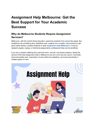 Assignment Help Melbourne: Get the Best Support for Your Academic Success