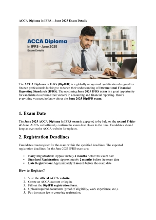 ACCA Diploma in IFRS exam details 2025