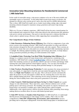 Innovative Solar Mounting Solutions for Residential & Commercial