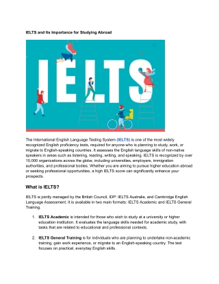 IELTS and Its Importance for Studying Abroad