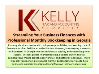 Expert Monthly Bookkeeping Service | Kelly Taxes