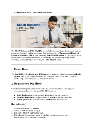 ACCA Diploma in IFRS exam details 2025