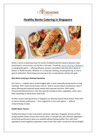 Healthy Bento Catering in Singapore Delicious & Nutritious - Four Seasons