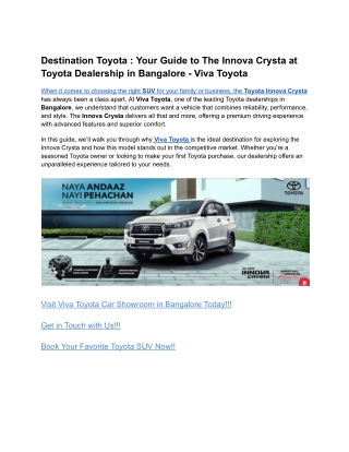 Destination Toyota_ Your Guide to the Innova Crysta Toyota Dealership in Bangalore - Viva Toyota