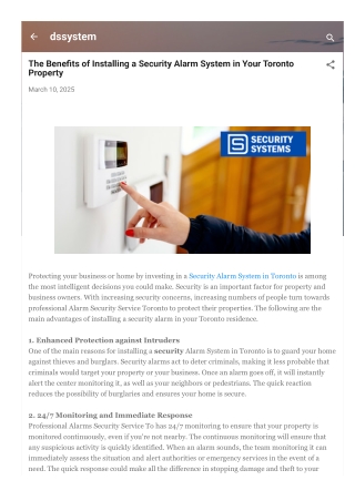 The Benefits of Installing a Security Alarm System in Your Toronto Property