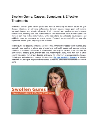 Swollen Gums, Causes, Symptoms & Effective Treatments