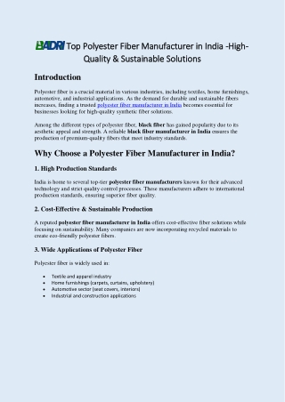 Top Polyester Fiber Manufacturer in India