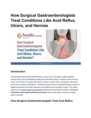 How Surgical Gastroenterologists Treat Conditions Like Acid Reflux, Ulcers, and Hernias