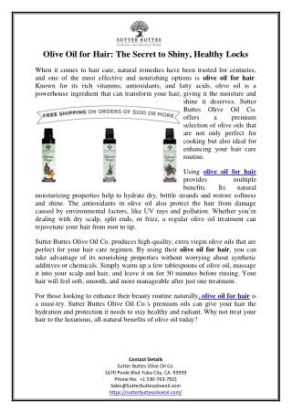 Olive Oil for Hair The Secret to Shiny, Healthy Locks