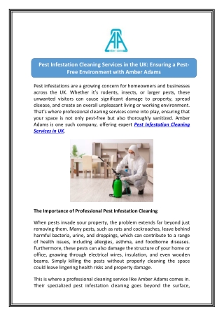 Eliminate Pests with Amber Adams’ Cleaning Services UK