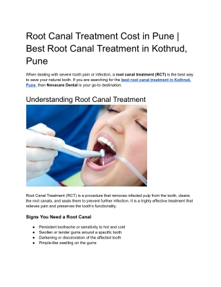 Root Canal Treatment Cost in Pune _ Best Root Canal Treatment in Kothrud, Pune