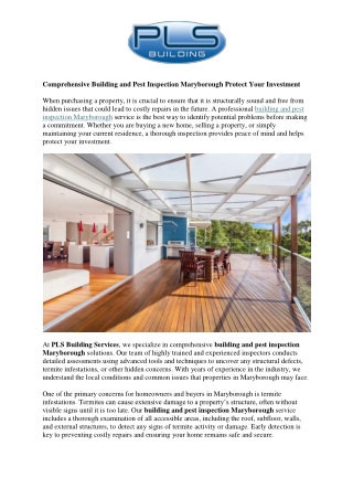 Comprehensive Building and Pest Inspection Maryborough Protect Your Investment